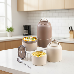 Boîte à lunch thermique portable en acier inoxydable, compatible micro-ondes, pour enfants et adultes, 2 étages, isolée, anti-fuite, pour aliments chauds - Product Image 4