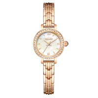 Jam Tangan Wanita Mewah Ringan Berlapis Emas, Dial Mutiara
