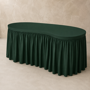 Custom Shape Spandex <b>Tablecloth</b> Fitted <b>Table</b> Cover with Gathered Skirt <b>for</b> Hotel Conference Registration and Linen Rental Orders - Product Image 1