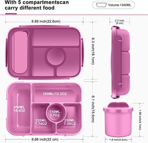 Offres Spéciales Boîte à lunch Bento portable de style américain moderne pour enfants Boîte à lunch étanche en plastique écologique sans BPA - Product Image 2