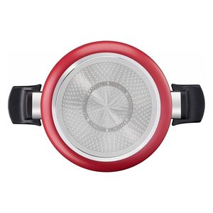 Juego de ollas y sartenes antiadherentes de aluminio de 8 piezas, estilo cocina mediterránea, rojo y negro, con tapas, para cocinas de gas, eléctricas e inducción. - Product Image 3
