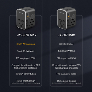 อะแดปเตอร์แปลงไฟ Wontravel Universal Travel Adapter 35.5W PD ชาร์จเร็วแบบออลอินวัน พร้อมพอร์ต USB 3 ช่อง และพอร์ต Type-C 2 ช่อง สำหรับแล็ปท็อป หูฟัง และกล้อง - Product Image 4