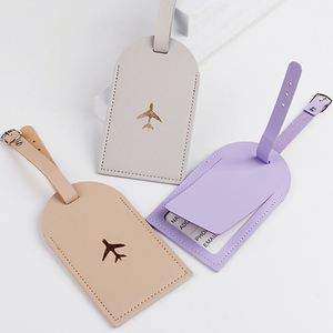 Étiquette de bagage personnalisée avec logo, moderne et minimaliste, en cuir PU imperméable, pour valise de voyage - Product Image 2