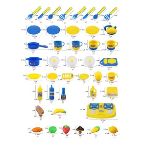 Blaues Küchen-Kochset Spaß Tönungsspielzeug Schneiden von Speisen Obst und Gemüse pädagogisches Frühalter-Fähigkeits-Entwicklungs-Spielzeug