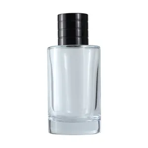 Botol silinder kosong parfum kaca warna gradien, semprotan leher kerut mewah 50Ml 100Ml dengan tutup Magnet