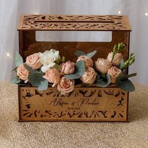 Personalized Wooden Wedding Card <b>Box</b> Custom Engraved Blessings Creative Guest <b>Keepsake</b> Storage <b>Box</b> Wedding Table Decorations - Product Image 3
