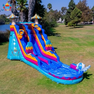 Tobogán Acuático Inflable Rosa Vibrante, Económico, Doble Carril, con Palmeras, para Niños, Carnaval y Fiestas en <span class=keywords><strong>la</strong></span> Piscina - Product Image 4