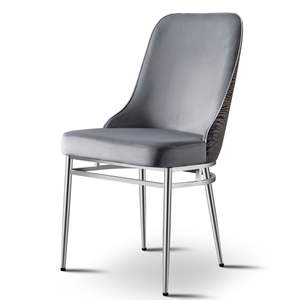 Silla de Comedor Moderna Marmaris en Gris Metálico, Patas de Acero Inoxidable, Tapicería de Poliéster, Muebles para Restaurante - Product Image 1
