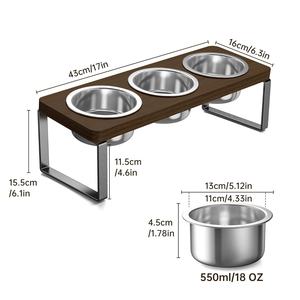 Bols surélevés pour chat avec 3 bols en acier inoxydable Support de nourriture pour animaux de compagnie surélevé <span class=keywords><strong>anti</strong></span>-vomi incliné à 10 ° - Product Image 5