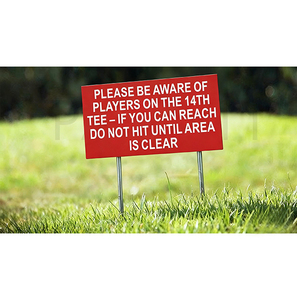 Panneau d'avertissement de golf en plastique recyclé personnalisable Marqueur de boîte en T gravé avec contenu personnalisé - Product Image 1