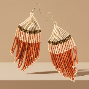 Boucles d'oreilles pendantes multicolores à motif paon, style bohème, plaquées or, avec perles de rocaille et franges, bijoux de mode pour femme, pour fêtes et mariages - Product Image 1