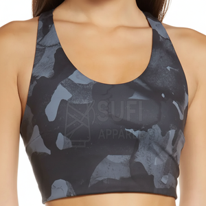 Soutien-gorge de sport respirant à maintien élevé pour femmes avec logo frontal, matière Spandex/Nylon, écologique pour le yoga et la remise en forme - Product Image 1