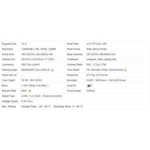 New 15.6 inch công nghiệp G156BGE-L01/03 TFT <span class=keywords><strong>LCD</strong></span> <span class=keywords><strong>module</strong></span> 1366*768 chống chói lớp phủ cứng 60Hz <span class=keywords><strong>LCD</strong></span> hiển thị bảng điều chỉnh - Product Image 6