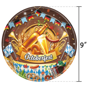Ensemble de vaisselle pour fête d'Oktoberfest, assiettes en papier, nappes, 40-60 pièces, impression numérique, rondes, de haute qualité, accessoires pour la décoration des lieux - Product Image 3