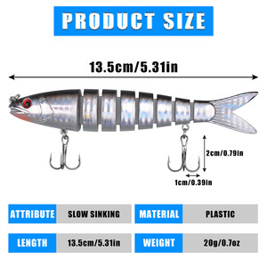 Señuelo articulado de pesca de lubina, cebo de natación de 8 segmentos de 20g, Crankbait, Lucio <span class=keywords><strong>artificial</strong></span>, juego de señuelos de trucha realistas - Product Image 2