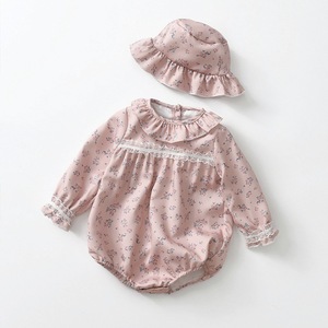 Combinaison Triangle à manches longues pour nouveau-né fille, 2 pièces, avec chapeau, tenue de princesse douce pour le printemps et l'automne - Product Image 1