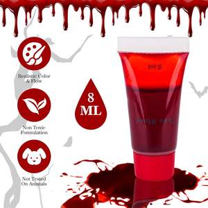 Kit de pintura facial profesional 4 colores pintura facial <span class=keywords><strong>para</strong></span> <span class=keywords><strong>Halloween</strong></span> pintura facial fácil sangre falsa lavable rojo <span class=keywords><strong>para</strong></span> escenario FIESTA DE Cosplay - Product Image 4