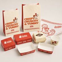 Boîte en papier jetable personnalisée avec logo pour emballage alimentaire de burgers, poulet frit et frites, pour vente en gros et marque privée, directement de l'usine