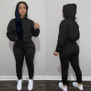 LOGO Custom Herbst 2024 Damen Kleidung Pullover Trainings anzug 2 Zweiteilige Hose Hoodie Set Jogger Sweat suit Jogging hose und Hoodie Set - Product Image 3