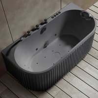 Baignoire en pierre artificielle avec surface à motif pierre, baignoire de massage autoportante, plusieurs couleurs