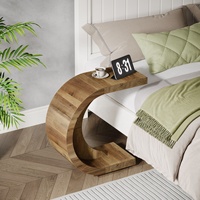 Tribesigns-Table d'appoint en forme de C, table d'appoint en bois pour canapé, canapé, salon, chambre à coucher, petit espace, brun rustique