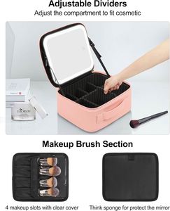 Large Capacity Single-Sided Cosmetic <b>Mirror</b> Makeup Case LED Lighted Dimmable Magnifying <b>Mirror</b> Custom Color Logo for Home Use - Product Image 3