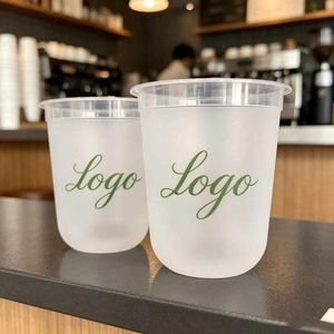 Gobelet à bulles en PP en forme de U de calibre 90 avec couvercle 12oz/16oz/24oz, gobelet en plastique jetable épais et rigide pour thé à bulles chaud ou froid, thé au lait - Product Image 1