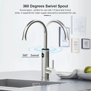 Briwellna 3200W Grifo <span class=keywords><strong>de</strong></span> <span class=keywords><strong>agua</strong></span> caliente instantáneo Grifo <span class=keywords><strong>de</strong></span> cocina plateado <span class=keywords><strong>Calentador</strong></span> <span class=keywords><strong>de</strong></span> <span class=keywords><strong>agua</strong></span> eléctrico 360 <span class=keywords><strong>Caño</strong></span> 360 LED Garaje doméstico en inglés - Product Image 5