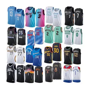 Grosir custom jersey nba-Kaus Bordir Tim NBA Kustom Amazon USA Seragam Rompi Bulls Jordan Hardwood Klasik Baju Basket Jersey
