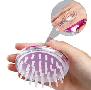 Wholesale Soft Plastic Handle Silicone Head Hair Scalp Massager Shampoo Cleaning Hair Brush
