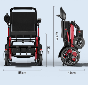 Kursi roda lipat untuk orang cacat, kursi roda portabel Remote Control ringan bermotor - Product Image 3