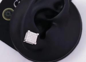 Boucles d'oreilles clous carrées pour hommes en Moissanite VVS de haute qualité, style Hip Hop, avec testeur de diamant intégré, boucles d'oreilles en diamant de laboratoire - Product Image 4