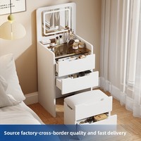 Nouvelle table de maquillage pliable pour petits espaces, armoire de rangement multifonctionnelle, design minimaliste moderne, mobilier de chambre à coucher crème