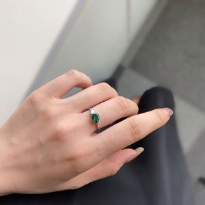 Dylam Top End Collection Rhodium Plated 925 Sterling <b>Silver</b> Diamond Sparkling Tear Oval <b>Emerald</b> Two Stone 5A Zirconia <b>Ring</b> - Product Image 5