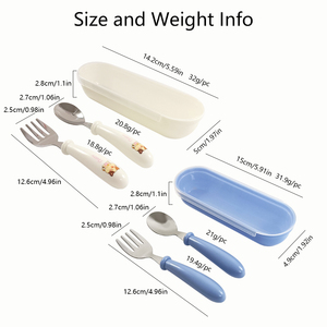 Boîte à couverts portable en acier inoxydable pour enfants, fourchette, cuillère, cuillère pour <span class=keywords><strong>bébé</strong></span>, cuillère pour aliments pour <span class=keywords><strong>bébé</strong></span>, cuillère d'apprentissage pour <span class=keywords><strong>repas</strong></span> avec boîte - Product Image 5