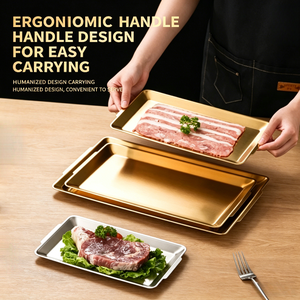 Direkt vom Hersteller: Einweg-Öko-Freundliche Dicke Edelstahl-Rechteckige Servierplatten, Polierte Geschirrsets für Restaurants - Product Image 5