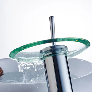Grifo de inodoro de vidrio de cascada de parque de acero inoxidable de diseño moderno Grifo de vidrio de lavabo único Grifo frío y caliente - Product Image 4