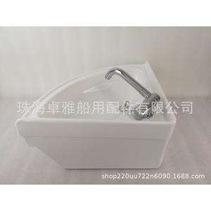 Lavabo triangulaire en céramique blanche et acrylique pour camping-car/yacht 380*380*180mm Modèle GR-Y003 - Product Image 5