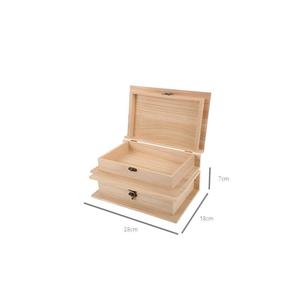 Scatola Portaoggetti <span class=keywords><strong>in</strong></span> <span class=keywords><strong>Legno</strong></span> di Pino Naturale con Cerniera e Chiusura <span class=keywords><strong>in</strong></span> Metallo Vintage per Collezione Fai-da-Te di Souvenir - Product Image 2