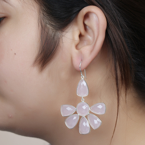 ต่างหูเรซินหยดน้ำวงกลมรูปดอกไม้กุหลาบควอตซ์สโมควอตซ์สองแบบสำหรับงานแต่งงานใช้ประจำวันไอเดียของขวัญงานปาร์ตี้-ขายส่ง - Product Image 3