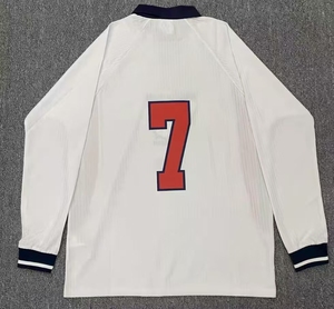 Maglia da calcio a manica lunga retrò di alta qualità con collo a Polo manica a costola apertura in poliestere kit da calcio da uomo uniforme da calcio - Product Image 2