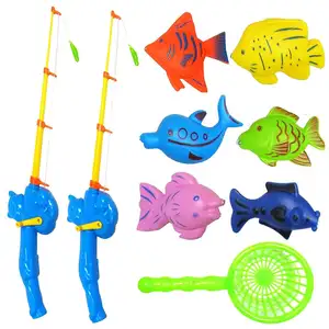 塑料漂浮鱼幼儿彩色海洋海洋动物钓鱼游戏套装