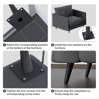 Ensemble de pieds de table coniques inclinés en fer noir mat robuste pour meubles de chambre à coucher, style moderne du milieu du siècle