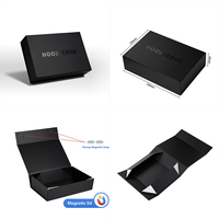 Boîte à vêtements magnétique pliable noire personnalisée avec logo UV, boîte cadeau magnétique pliable pour sweat-shirt, vêtements, emballage de marque