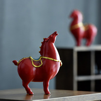 Wuyang céramique Tang Ma décoration porcelaine charme artisanat salon entrée meuble TV bijoux bureau cheval rouge