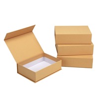 Carton en papier kraft de couleur naturelle, boîte de rangement pour ouverture de livre, boîte cadeau magnétique à pression, en stock, imprimable
