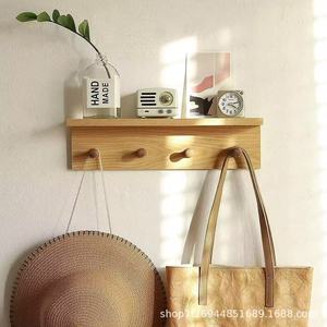 Wooden <b>Wall</b> <b>Mounted</b> Coat Rack With <b>Shelf</b> Natural Color Entryway Bedroom Storage Organizer Nordic Style Hook Rack For Clothes - Product Image 2