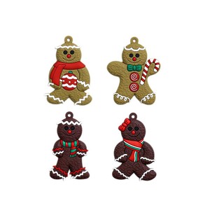 Gingerbread Man Christmas Tree Ornaments 16 Pcs <b>Soft</b> PVC Hanging Decorations Gift <b>Box</b> For Holiday Decoration - Product Image 4