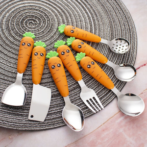 Phim Hoạt Hình Củ Cải thiết kế PP xử lý muỗng và nĩa dao Flatware Set thép không gỉ trẻ em của thiết lập dao kéo - Product Image 5
