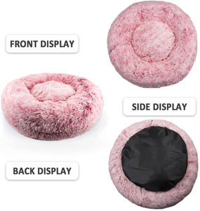 <span class=keywords><strong>Lit</strong></span> pour animaux de compagnie en forme de beignet, en coton pelucheux, lavable, personnalisé, vente en gros, luxueux, design confortable - Product Image 5